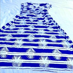 Lands End floral Navy/White floral Striped Dress medium M New without tags